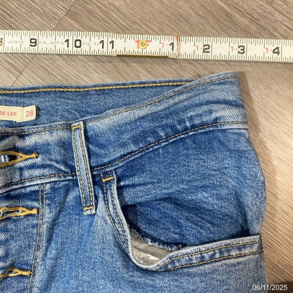 Levi’s Mile High Cropped Wide Leg Jeans W28 L25 High Rise Button Fly - Picture 4 of 9